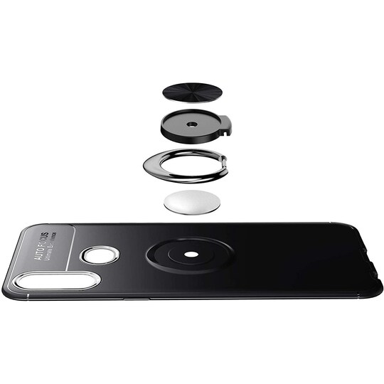 Samsung Galaxy A10s -suojakuori rengaspidikkeellä Metallinen silikoninen TPU Musta / Rosé