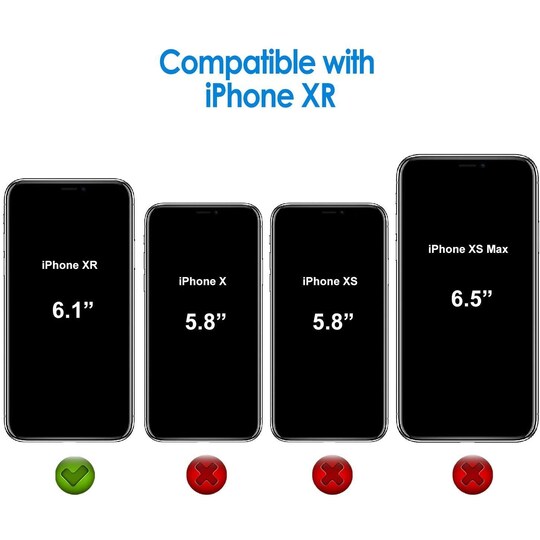 IPhone XR -puhelimen kansi kaksipuolisesta karkaistusta lasista - musta