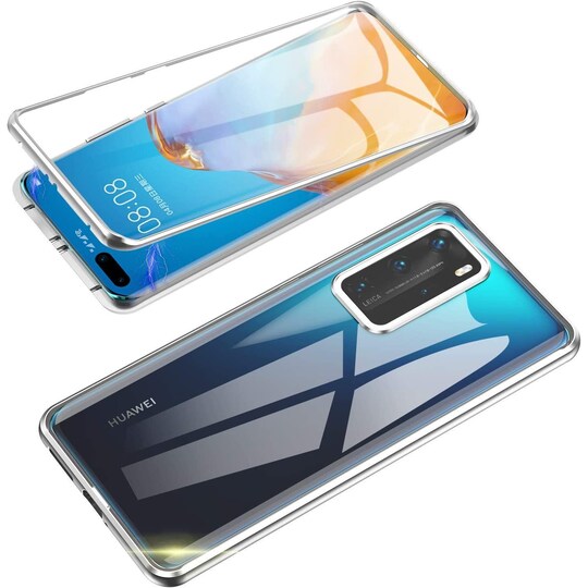 Kaksipuolinen mobiilikotelo karkaistulla lasilla - Huawei P40 - Hopea