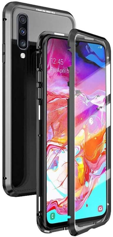 Samsung Galaxy A70 -kotelo kaksipuolinen karkaistu lasi Musta