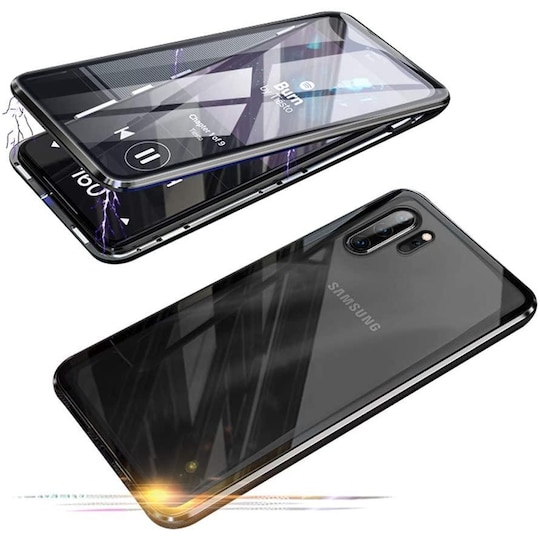 Karkaistu lasi matkapuhelinlaukku yksityisyydensuojalla Samsung Galaxy Note 10 Plus - musta