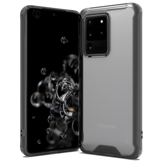 Iskunkestävä kuori Samsung Galaxy S20 Ultra - läpinäkyvä / musta