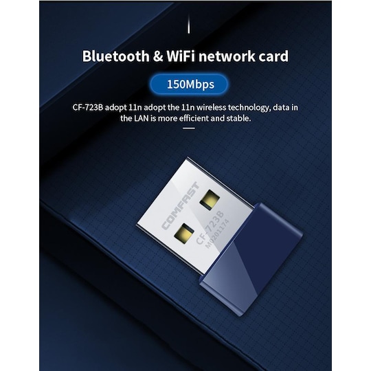 Verkkosovitin 150 Mbit / s 2,4 GHz WiFi Bluetooth 4.0 - sininen