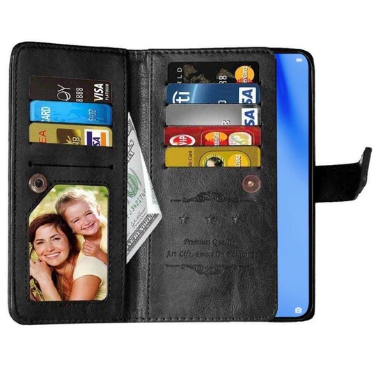 Lompakkotelo Flexi 9-kortti Huawei P40 Lite (JNY-L21A)  - musta