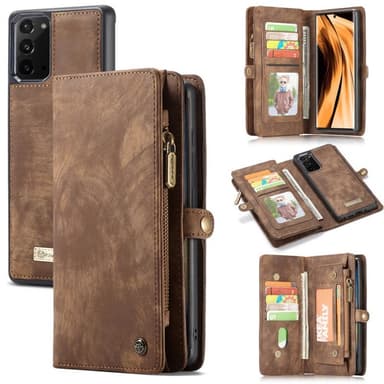 CaseMe Lompakkokotelo 11-kortti Samsung Galaxy Note 20  - ruskea
