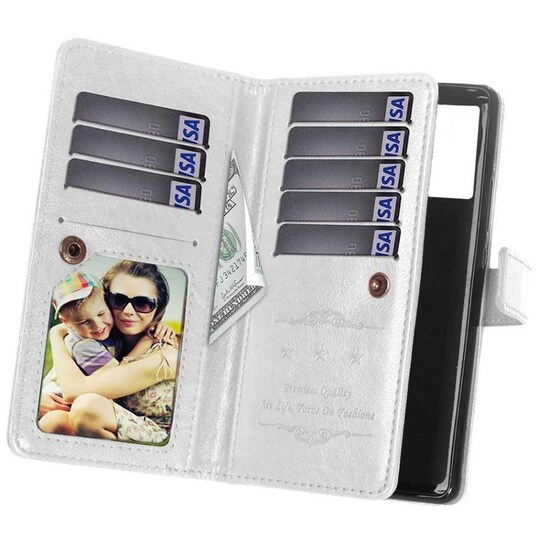 Lompakkotelo Flexi 9-kortti Samsung Galaxy Note 20  - valkoinen