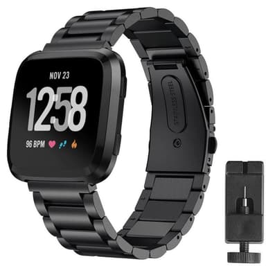 Rannekoru ruostumatonta terästä Fitbit Versa 2 - musta