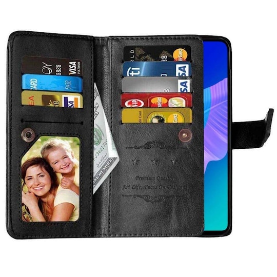 Lompakkotelo Flexi 9-kortti Huawei P40 LiteE (6.39 ")  - musta
