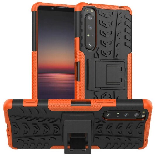 Iskunkestävä Suojakuori kotelo jalustalla Sony Xperia 1 II  - oranss
