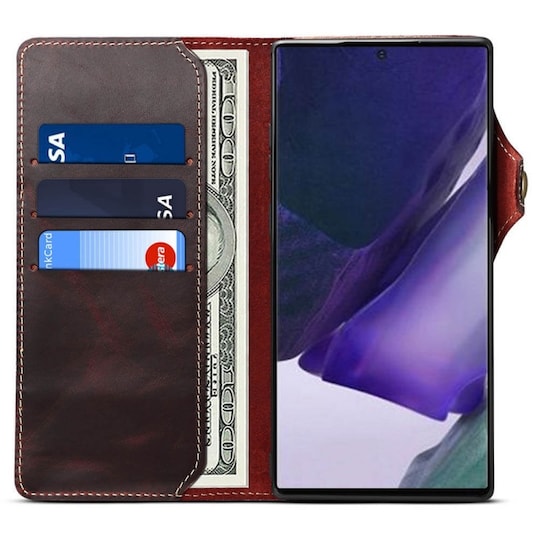 Lompakkokotelo 3-kortti aitoa nahkaa Samsung Galaxy Note 20  - härän