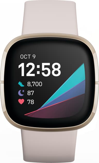 Fitbit Sense älykello (Lunar White/Soft Gold, ruostumaton teräs)