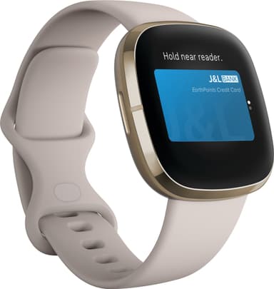 Fitbit Sense älykello (Lunar White/Soft Gold, ruostumaton teräs)