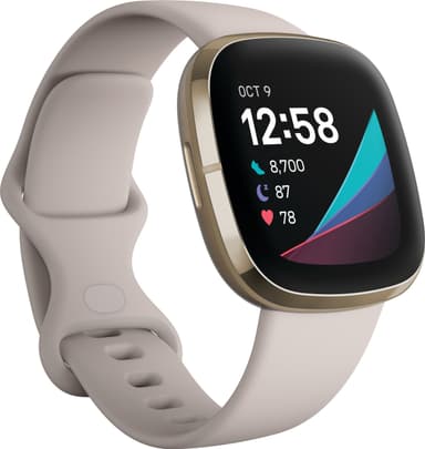 Fitbit Sense älykello (Lunar White/Soft Gold, ruostumaton teräs)