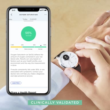 Withings ScanWatch hybridiälykello 38 mm (valkoinen)