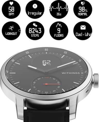 Withings ScanWatch hybridiälykello 38 mm (musta)