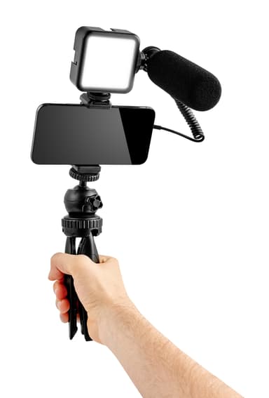 Wistream kolmijalka mikrofonilla ja LED-valolla