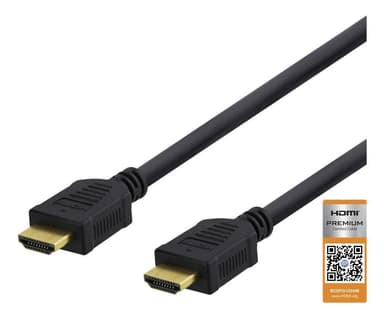 DELTACO High-Speed Premium HDMI -kaapeli, 2m, Ethernet, 4K UHD, musta