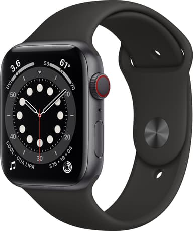 Apple Watch Series 6 44mm GPS+Cellular (har. alumiini/mus. urheilura.)