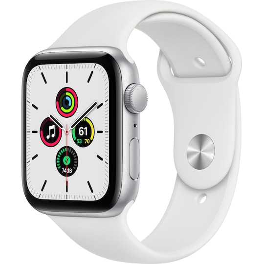 Apple Watch SE 44mm GPS (hopea/valkoinen urheiluranneke)