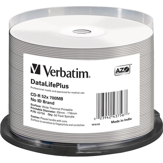 Verbatim CD-R 52x 700MB/80min, 50-pakkaus spindle