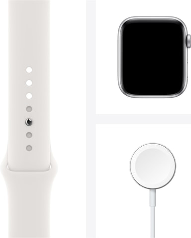 Apple Watch SE 44mm GPS (hopea/valkoinen urheiluranneke) - Gigantti  verkkokauppa