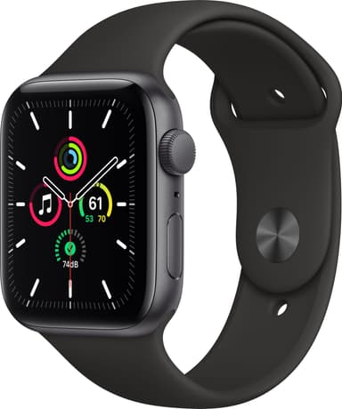 Apple Watch SE 44mm GPS (harmaa/musta urheiluranneke)