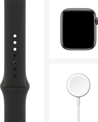 Apple Watch SE 44mm GPS (harmaa/musta urheiluranneke) - Gigantti  verkkokauppa