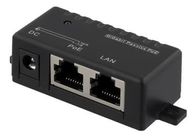 DELTACO PoE Gigabit PoE/PoE+ injektori, 1000Mbps, 48V/1A, musta