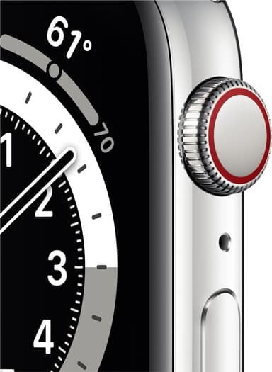 Apple Watch Series 6 44mm GPS+Cellular (hop. teräs/val. urheilura.)