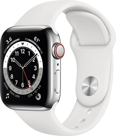 Apple Watch Series 6 40mm GPS+Cellular (hop. teräs/mus. urheilura.)