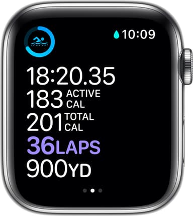 Apple Watch Series 6 44mm GPS+Cellular (hop. teräs/val. urheilura.)