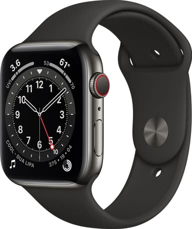 Apple Watch Series 6 44mm GPS+Cellular (gra. teräs/mus. urheilura)