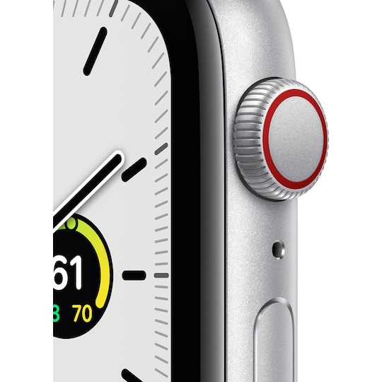 Apple Watch SE 44mm GPS+Cellular (hopea/valkoinen urheiluranneke)