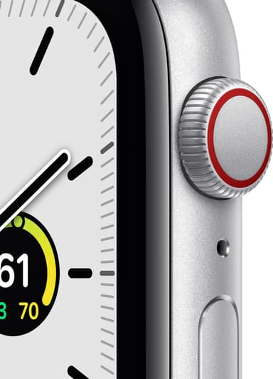 Apple Watch SE 44mm GPS+Cellular (hopea/valkoinen urheiluranneke)