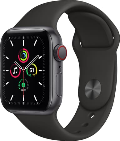 Apple Watch SE 40mm GPS+Cellular (tähtiharmaa/musta urheiluranneke)
