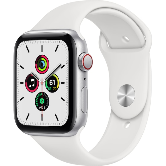 Apple Watch SE 44mm GPS+Cellular (hopea/valkoinen urheiluranneke)