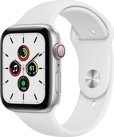 Apple Watch SE 44mm GPS+Cellular (hopea/valkoinen urheiluranneke)
