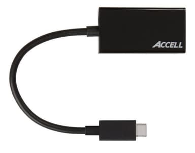 Accell USB-C - VGA-sovitin, 2560x1600 60Hz, DP ALT mode, 0,15m, musta