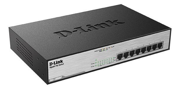 D-Link PoE+ verkkokytkin,8-porttia,10/100/1000Mbps,metallia, harmaa