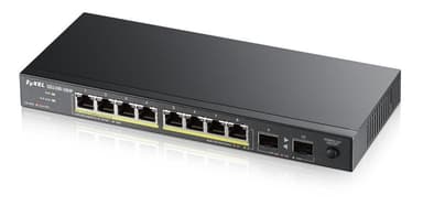ZyXEL GS1100-10HP, 8-portti GbE PoE+ kytkin, 8xRJ45, 2xSFP, musta