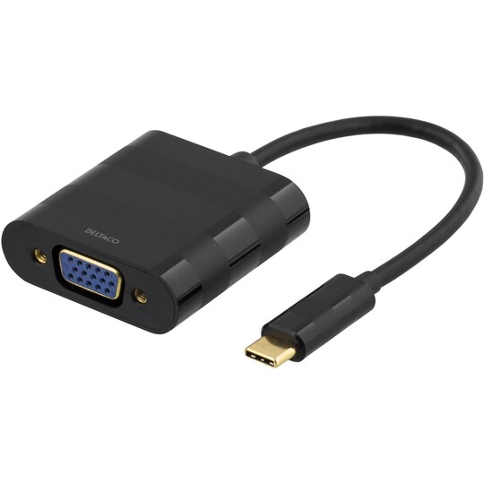 DELTACO sovitin USB 3.1 - VGA, USB Type C uros - VGA naaras, musta