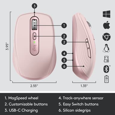 Logitech MX Anywhere 3 langaton hiiri (ruusu)