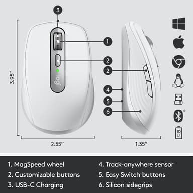 Logitech MX Anywhere 3 langaton hiiri (vaaleanharmaa)
