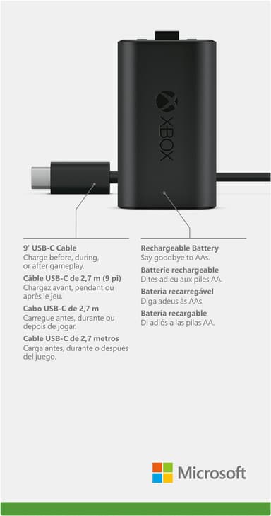Microsoft Xbox ladattava akku + USB-C kaapeli