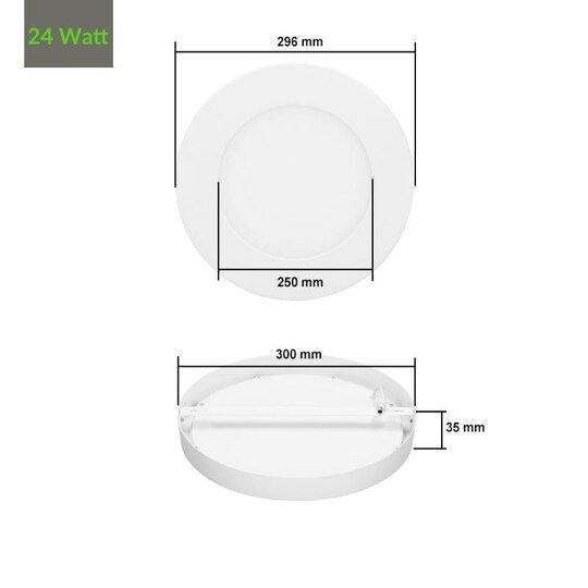 9 x LED pinta-asennettava lamppu pyöreä 24W lämmin valkoinen