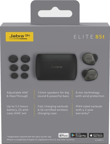 Jabra Elite 85T täysin langattomat kuulokkeet (musta/titaani)