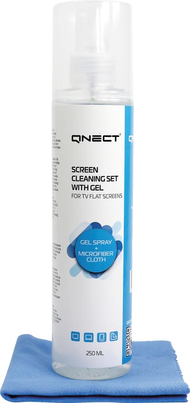 Qnect Cleaning näytönpuhdistusgeeli + liina (250 ml)