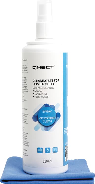 Qnect Cleaning puhdistussuihke ja puhdistusliina toimistoon (250 ml)