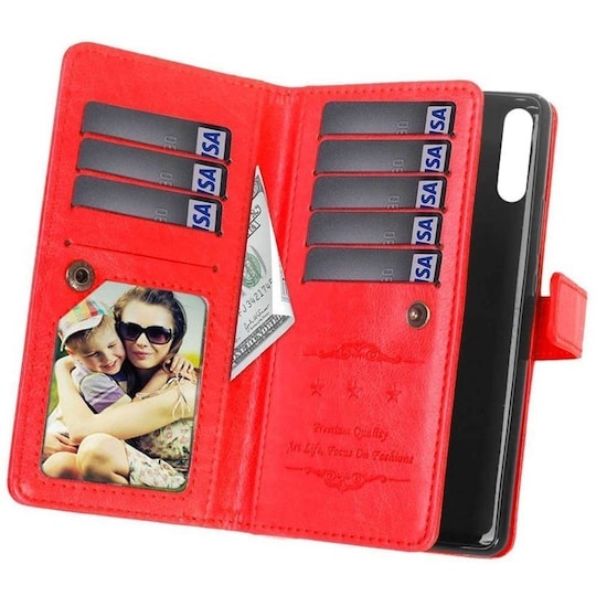 Lompakkotelo Flexi 9-kortti Huawei Y6p (MED-LX9)  - punainen