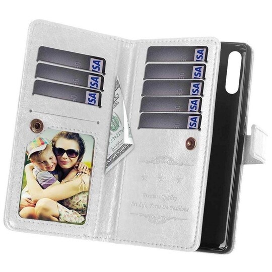Lompakkotelo Flexi 9-kortti Huawei Y6p (MED-LX9)  - valkoinen